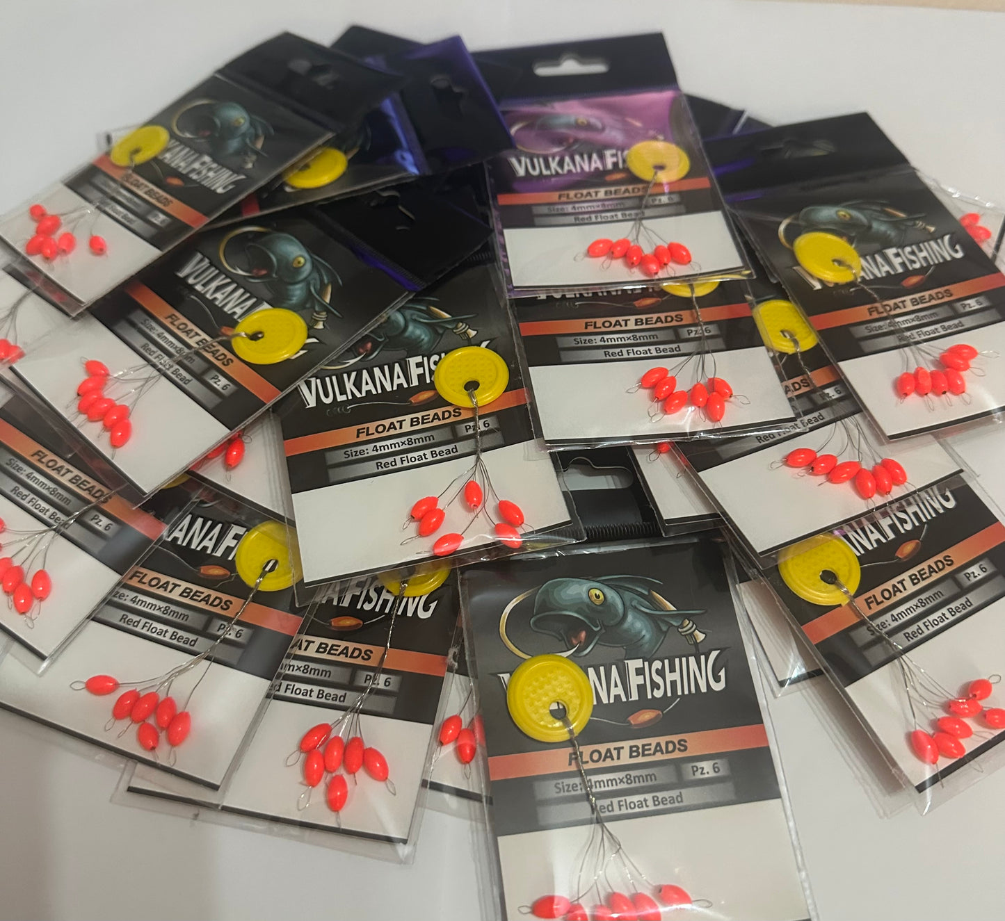 Pack 50 paquetes Perlas Flotantes/ Boyas Rojo Lacado 4x8mm (Hilo Fino Máx. 20 mm)