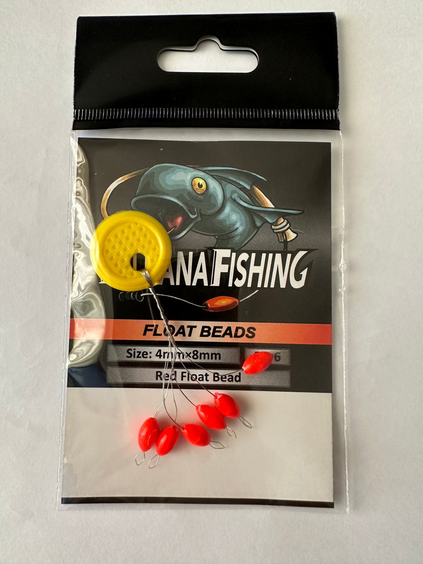 Lackierte rote schwimmende Perlen/Bojen 4x8mm für Feinfäden (maximal 0,20mm)