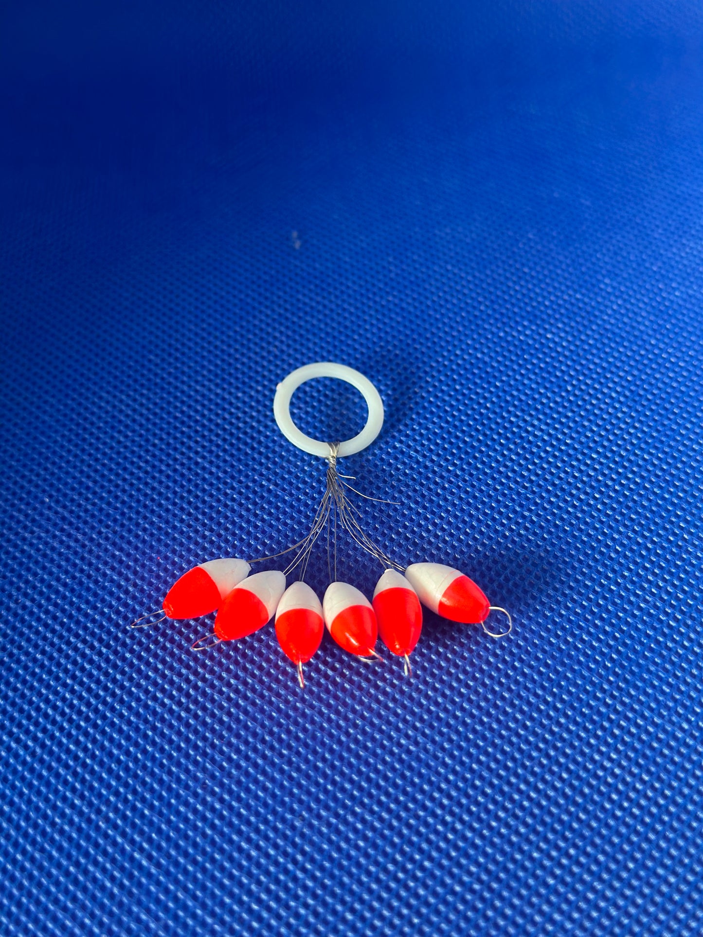 Schwimmende Perlen/Bojen, zweifarbig, Rot und Weiß, 6,3 x 13,2 mm